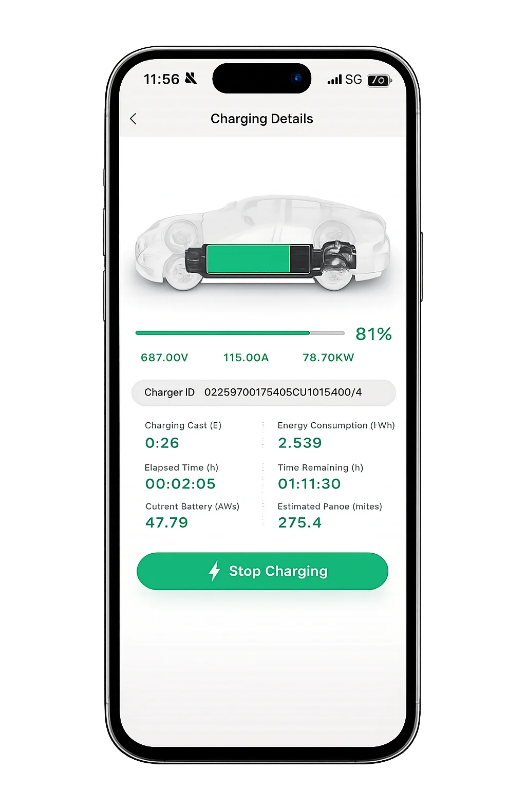 Electron app — charging session