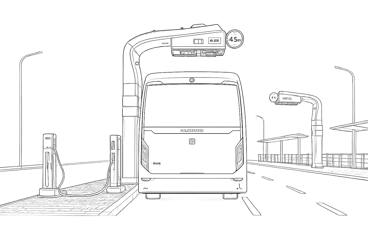 Pantograph charger line drawing