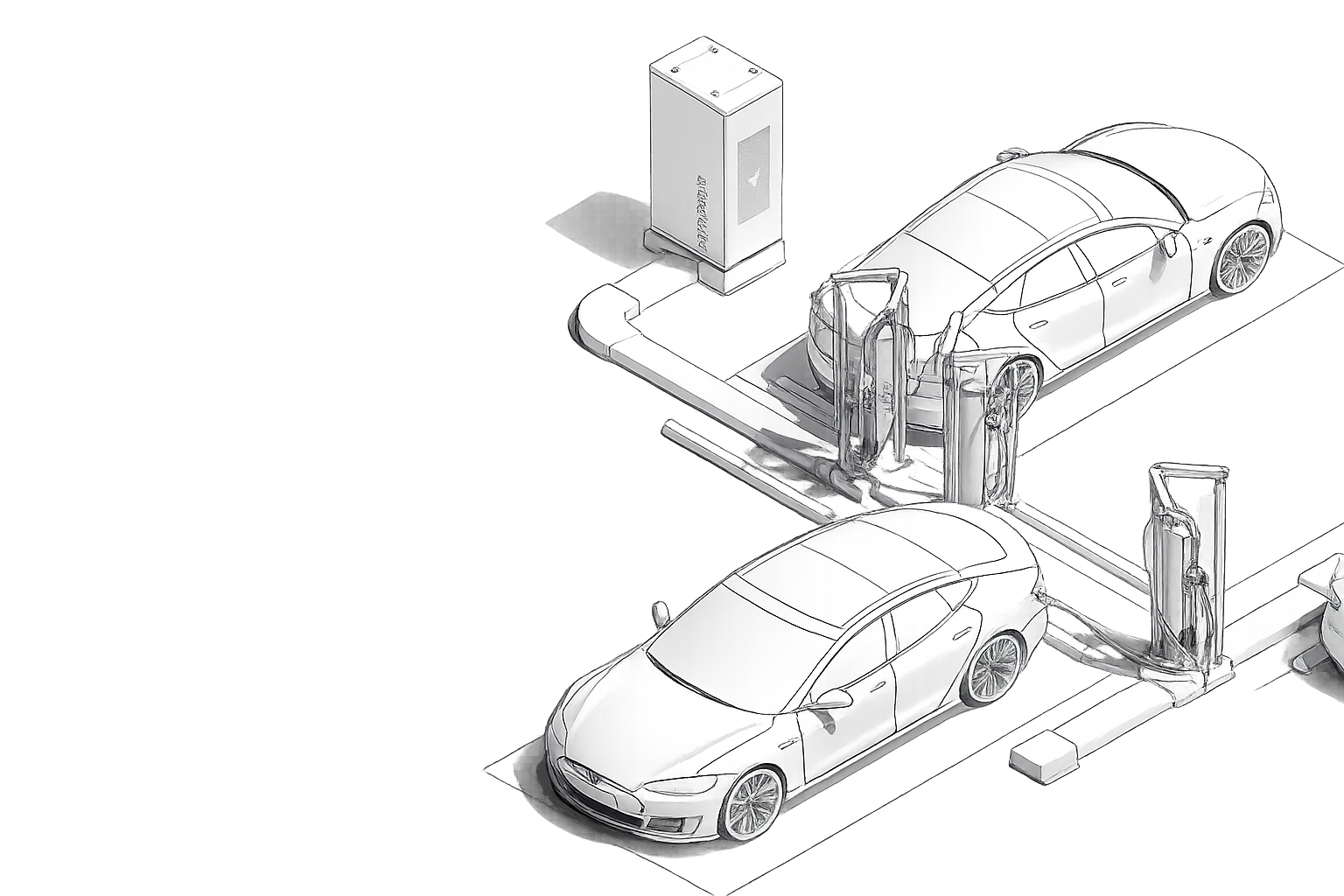 Neutron Modular Group Charging System architecture — one Master Unit distributing power to multiple terminal types